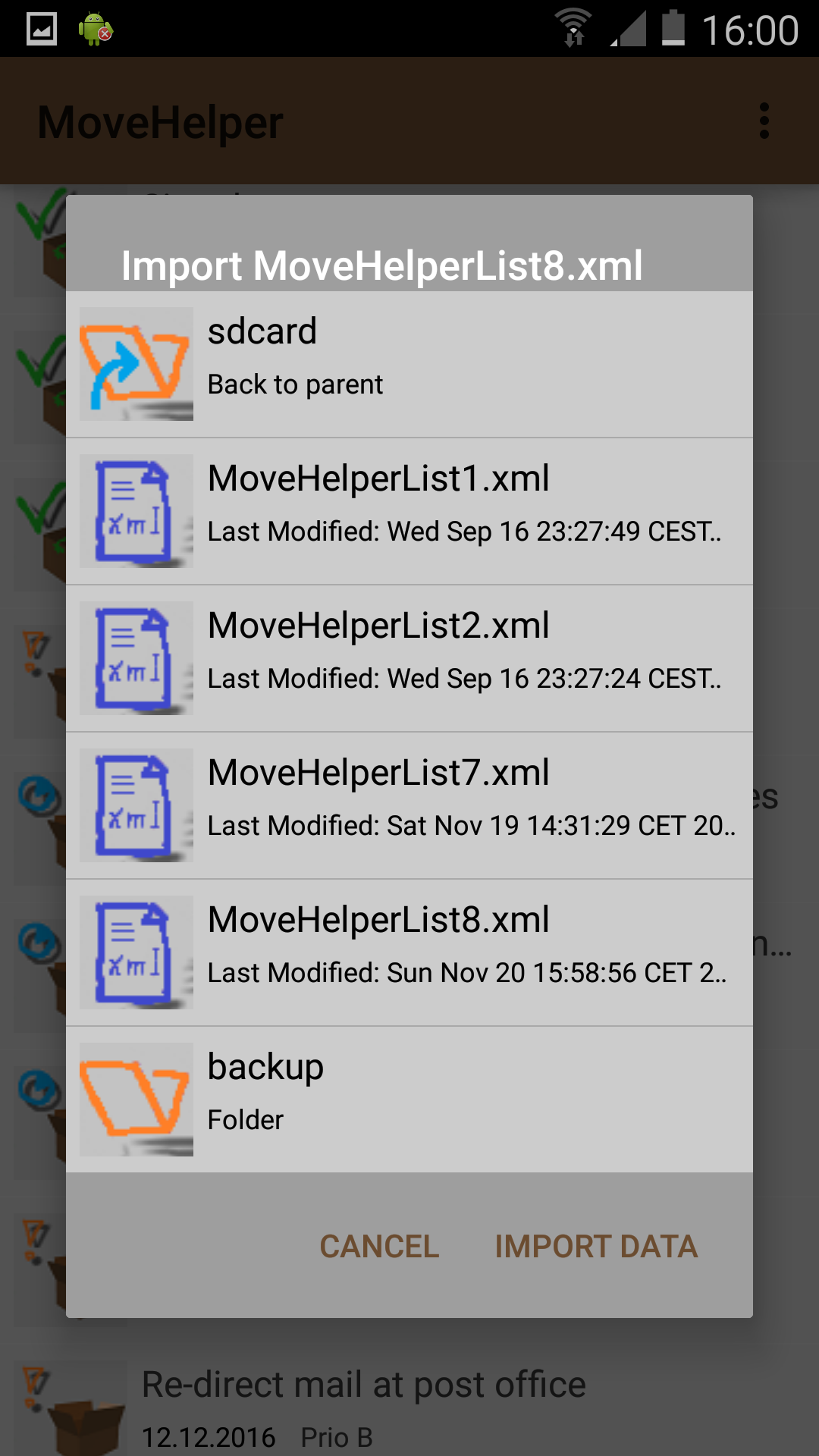 MoveHelper: Import the check list for your move