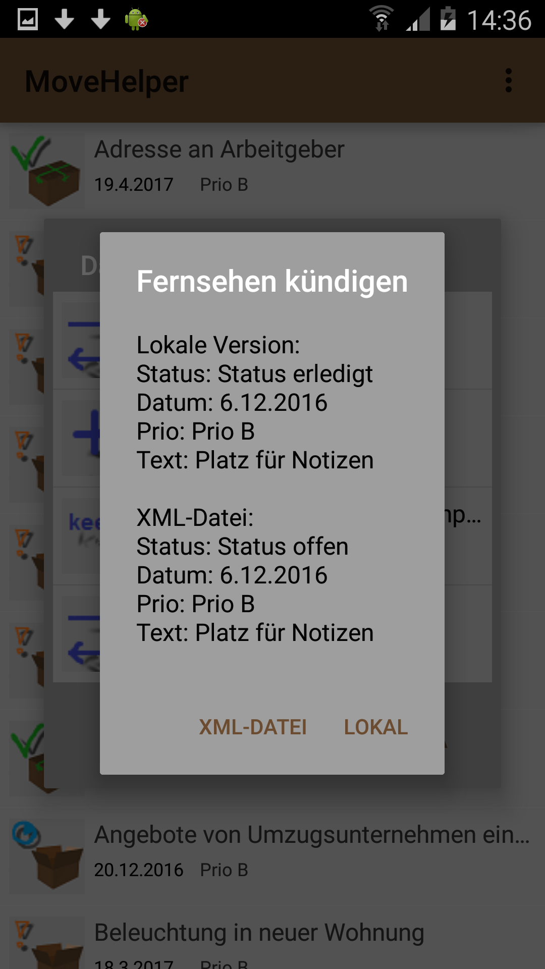 MoveHelper: Merge die Aufgabenliste