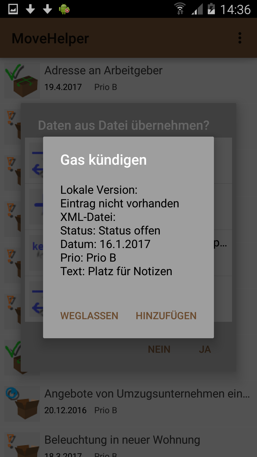 MoveHelper: Merge die Aufgabenliste